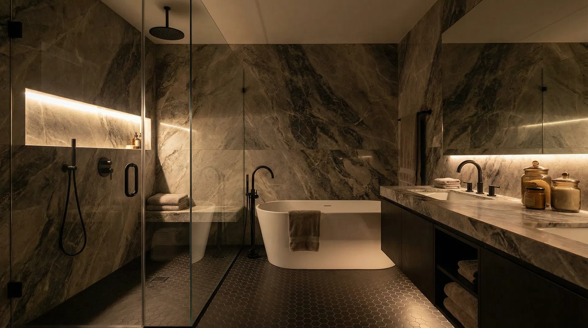 Luxury bathroom renovation by General West Contractors